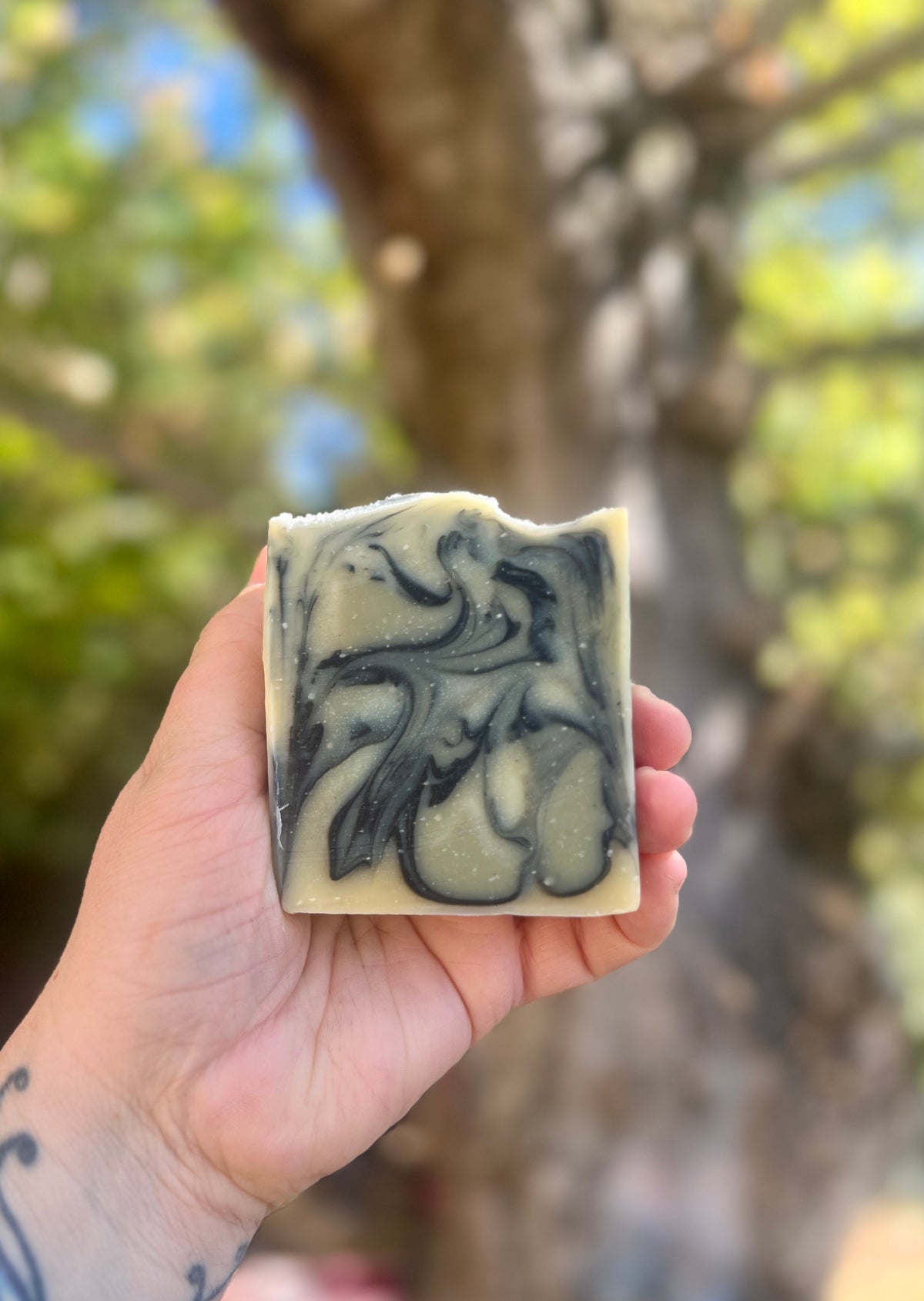 The Cailleach (Pre-order) ~ Celtic Winter Soap ~ Peppermint, Rosemary, Pine, Cedarwood, Copaiba, Dead Sea Salt, Charcoal & indigo Swirl
