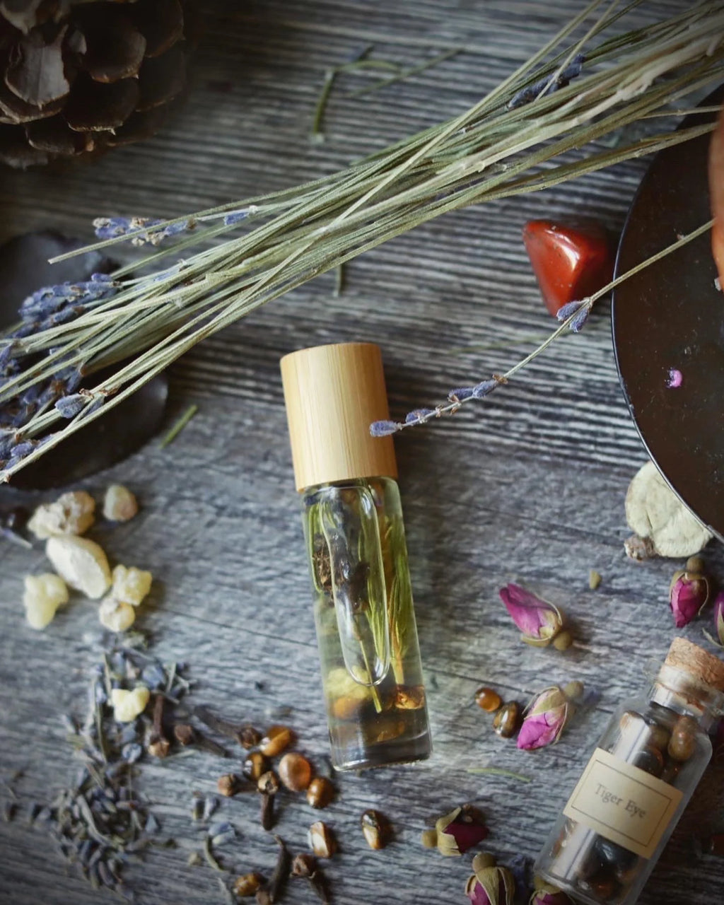 Sister Sage Essential Oil Roller  with Clary Sage, Bulgarian Lavender & Geranium, Chamomile ~ Amethyst & Moonstone