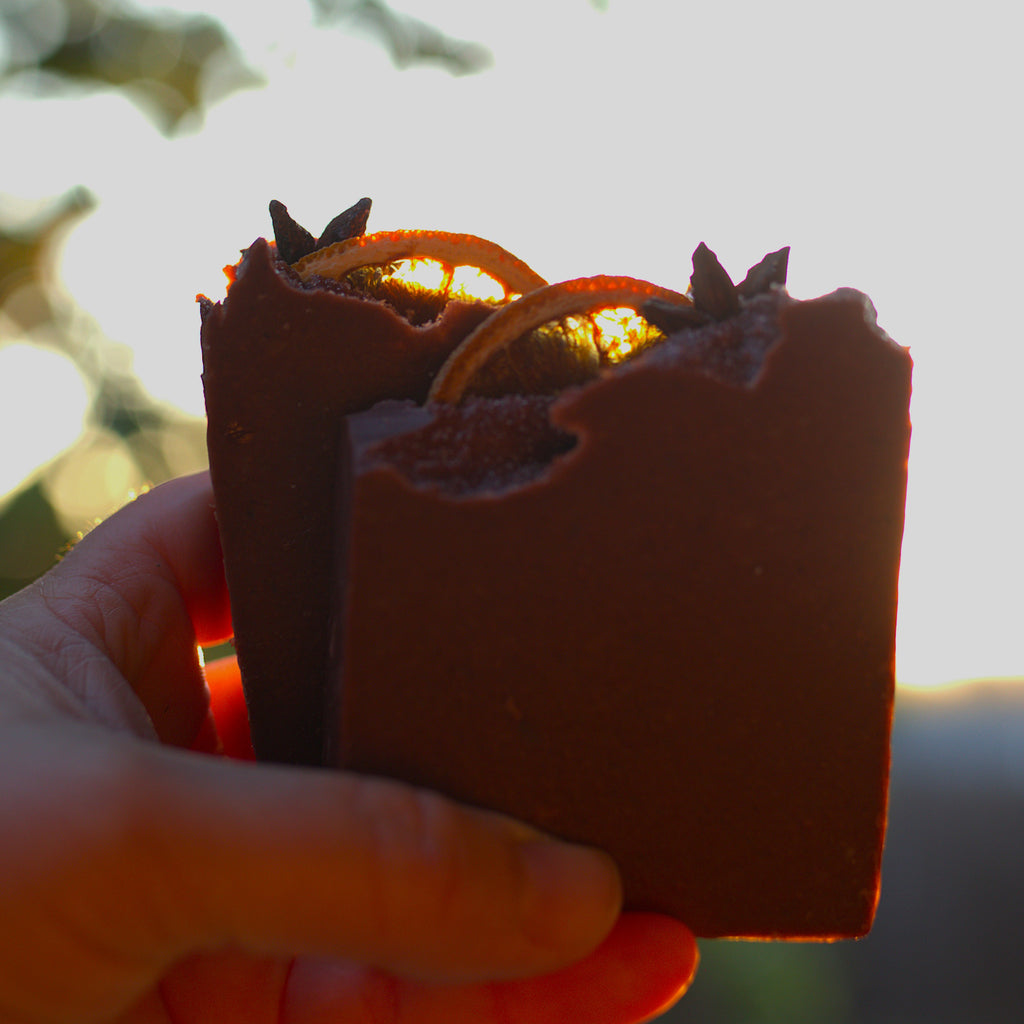 Mulled Wine (Pre-order) Yuletide Soap with Red Wine, Orange, Cinnamon ~ Raw Honey, Madder Root & Rhubarb