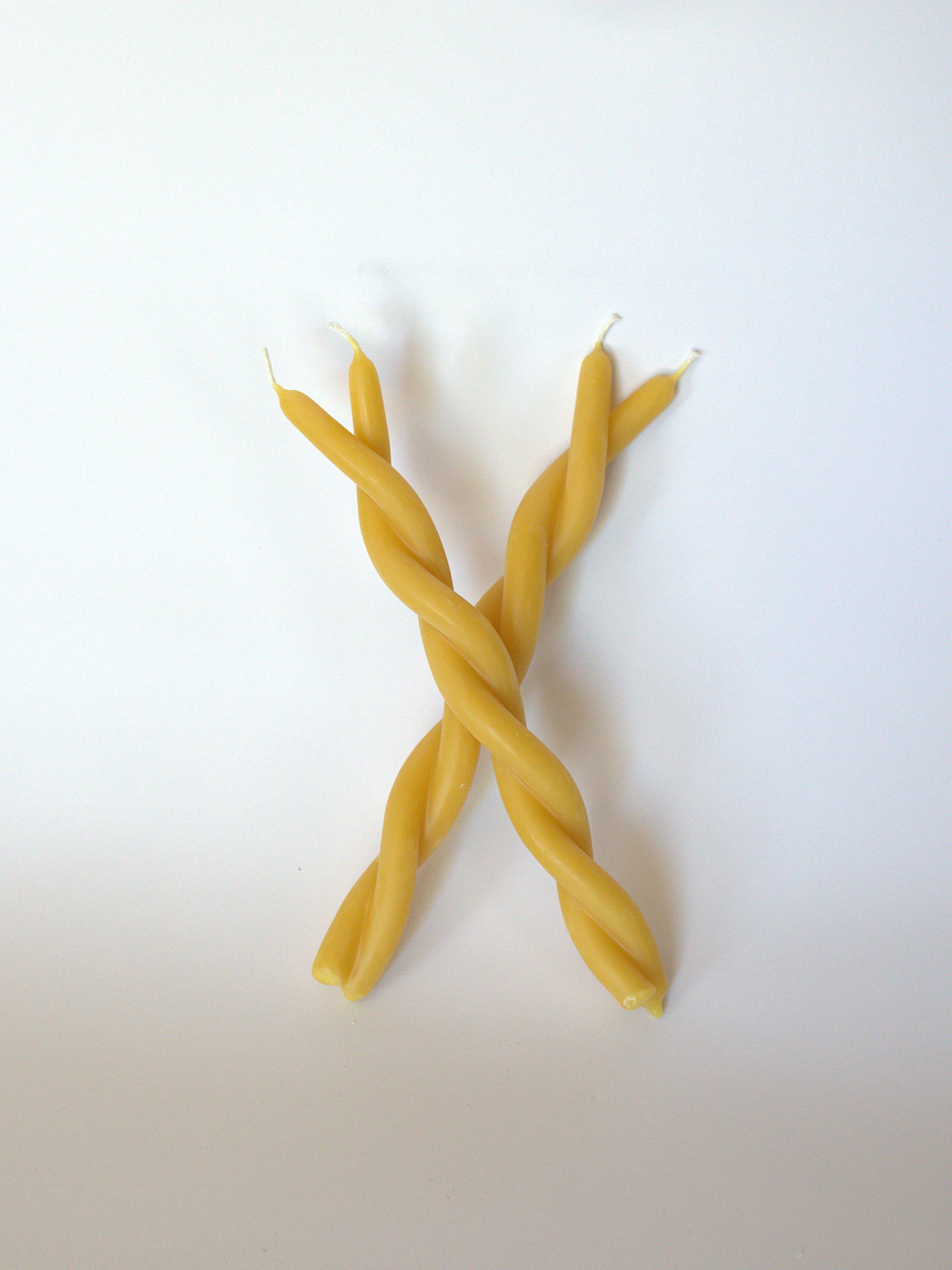 Twisted Sisters 100% Beeswax Twin Flame candle set, hand-dipped